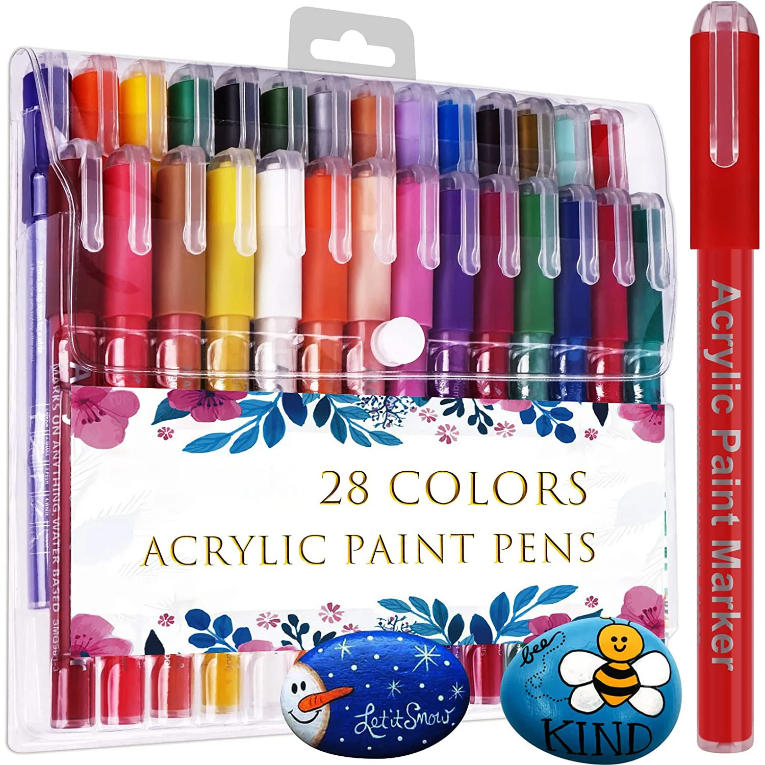 

Premium Acrylic Paint Marker 0.7mm Extra Fine Tip and 2.0mm Tip Acrylic Markers Long Lasting Paint Pens Art Markers Set for Rock