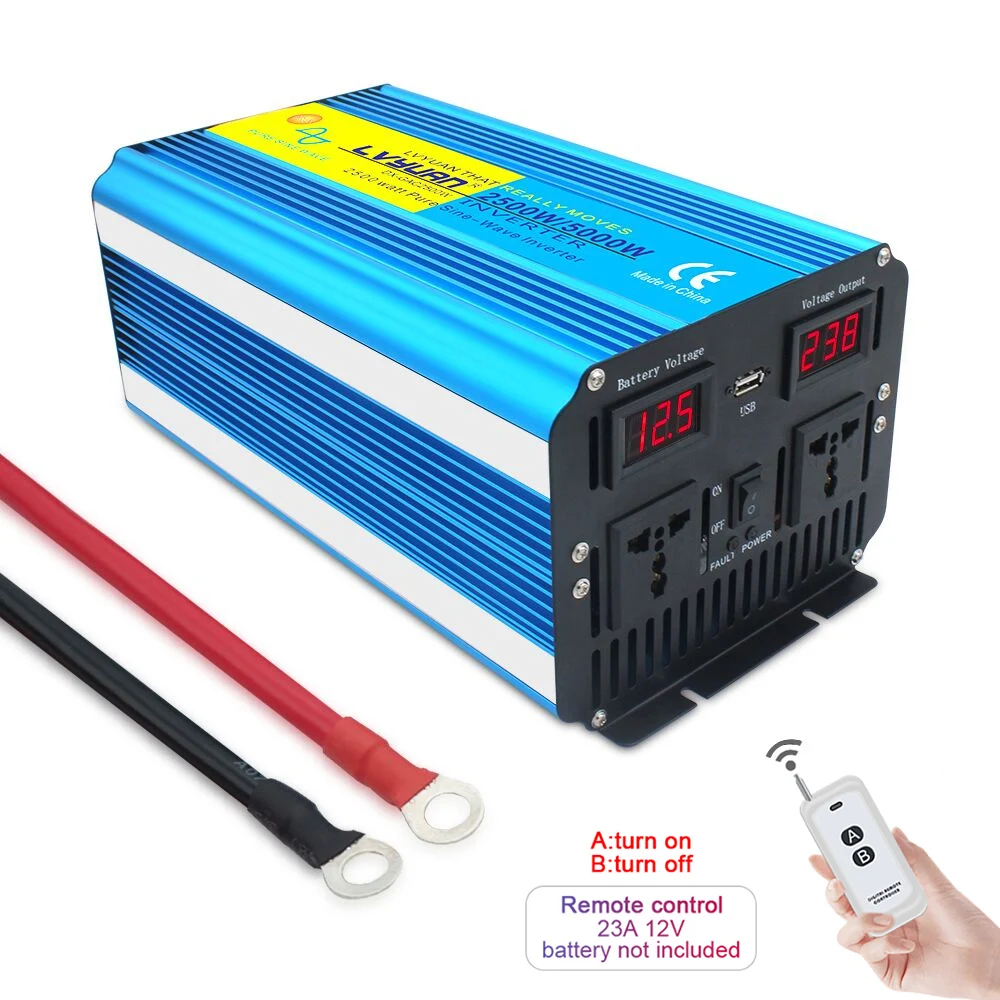 

DC 12V to AC 220V 2500W Peak 5000W Power Inverter Pure Sinewave Single Phase Converter LCD Display Home Inversor Soft Starter