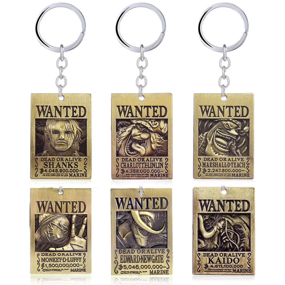 

One Piece Keychains Wanted Luffy Kaido Edward Newgate Shanks BIG MOM Charlotte Linlin Marshall Zoro Keyrings Pendants Figure Toy