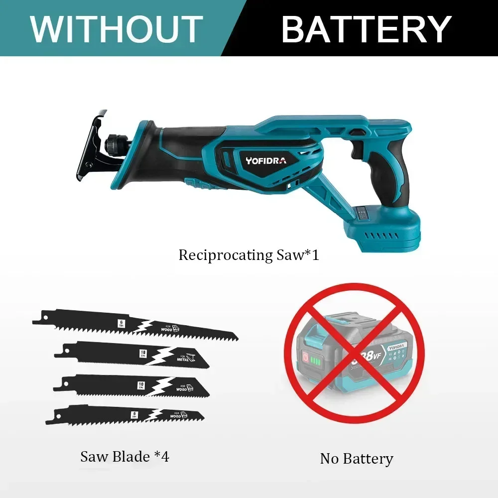 

Бесщеточная сабельная пила 18 В, электрическая пила, дерево, металл, ПВХ, трубы, резка материалов с 4 пильными полотнами для аккумуляторного штифта Makita