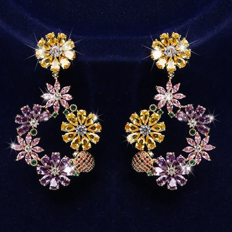 

Женские длинные серьги-подвески GMGYQ, Разноцветные серьги с кубическим цирконием, Ювелирное Украшение для ужина