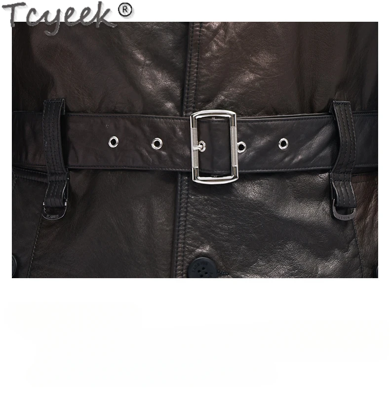 Tcyeek Куртка из натуральной кожи Мужское пальто воловьей с верхним слоем