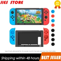 protective case compatible for nintendo switch joy con controller with 8 thumb caps 1 pack anti slip silicone grips covers