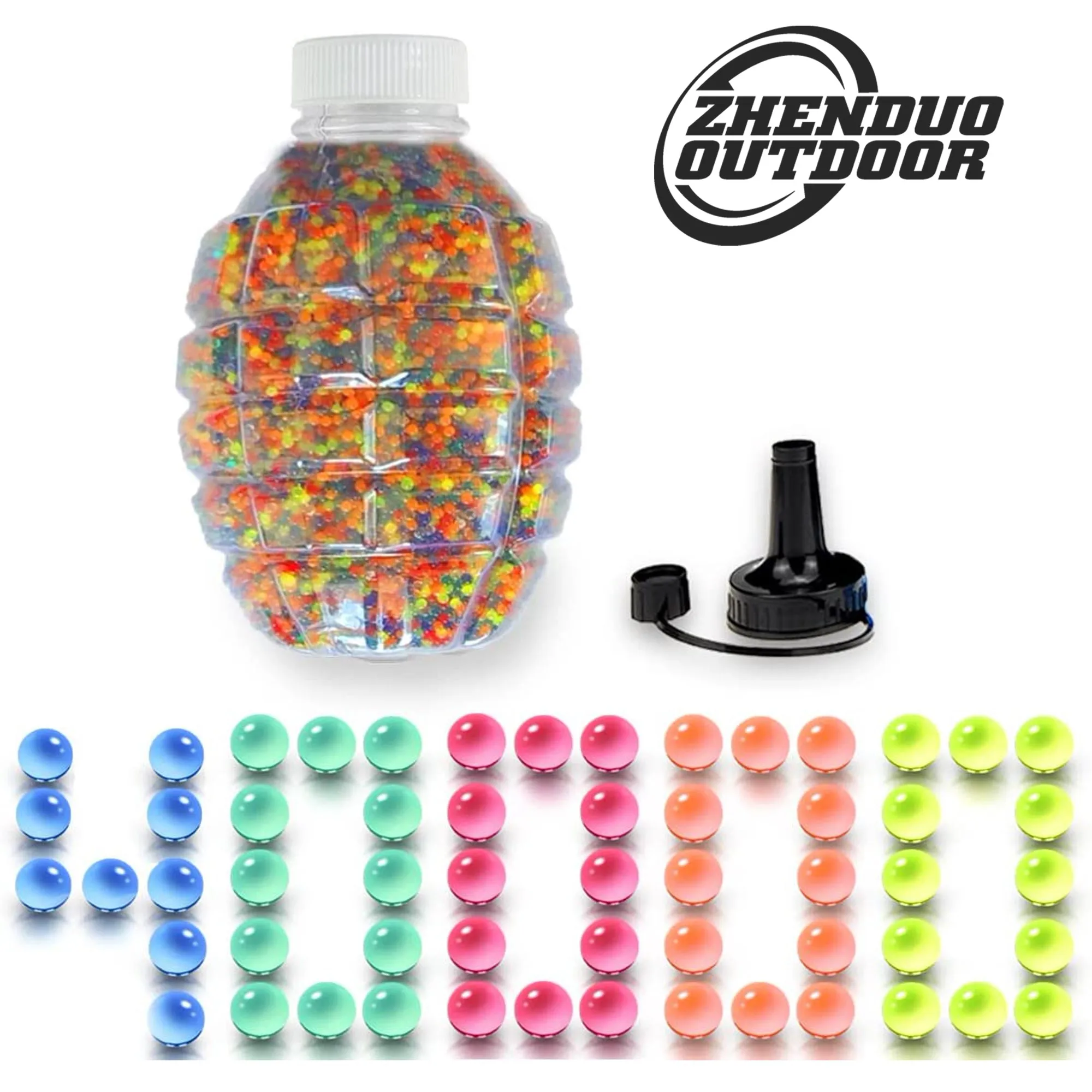 

ZHENDUO OUTDOOR 40,000pcs Water Beads 7-8mm with Pineapple Bottle and Funnel Tip for Gel Ball Blaster Replace Magazine