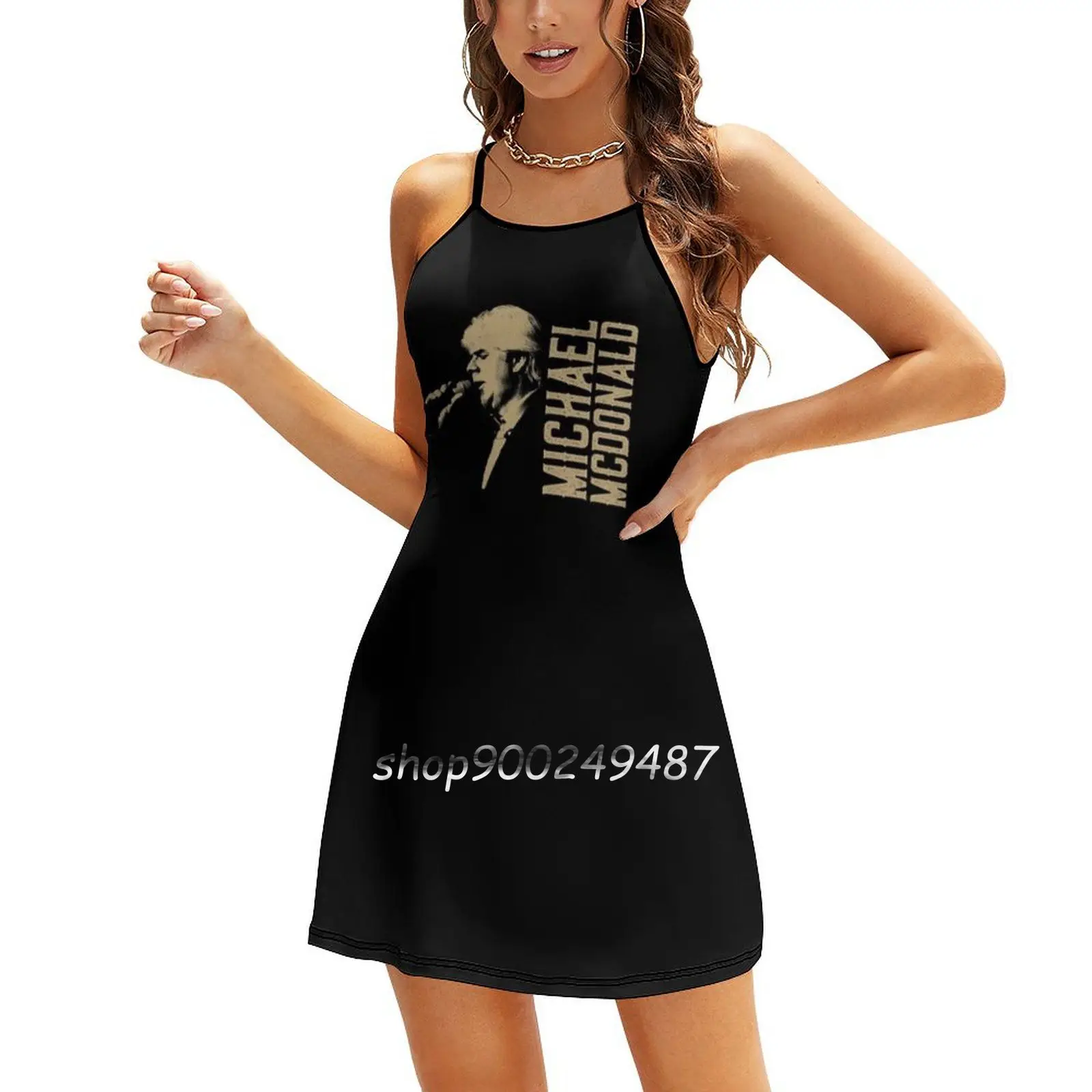 Michael Stuff Square Neck Dress Cute Loose Print Dresses Elegant Beach Party 80S Music Doobie