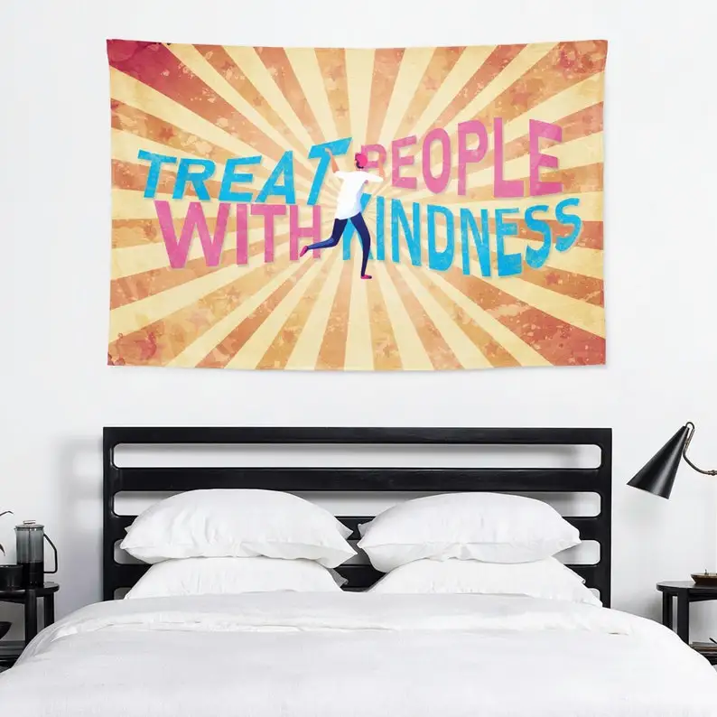 

Treat People with Kindness Tapestry Wall Hanging University Funny Tapestries Tapestry College Dorm Flags Girl DormsY2K Tapestry