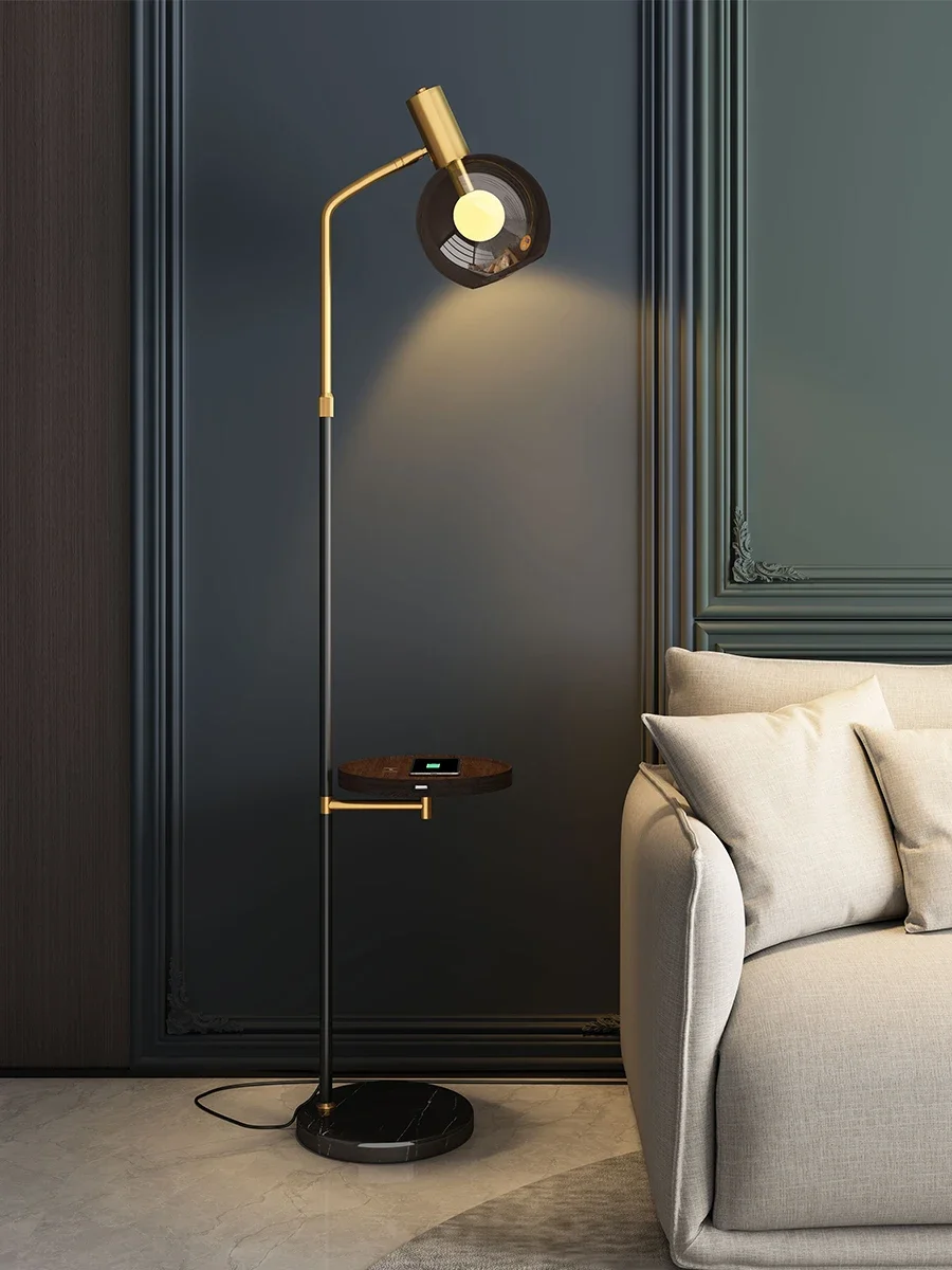 

Living Room Floor Lamp Side Table Sofa Light Luxury Wind Belt Coffee Table Bedroom Storage Shelves Wireless Charging Lamp