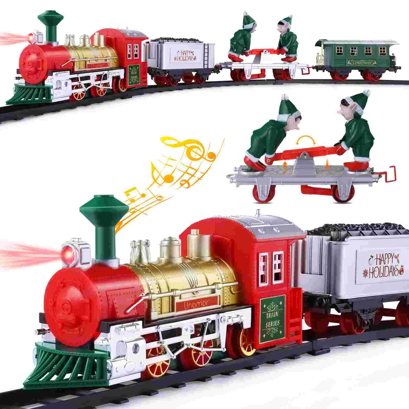 

Train Set for Christmas, Xmas Train Gift Set Real Sound and Light Powered Train Set Kids Train for Boys, Christmas Toys