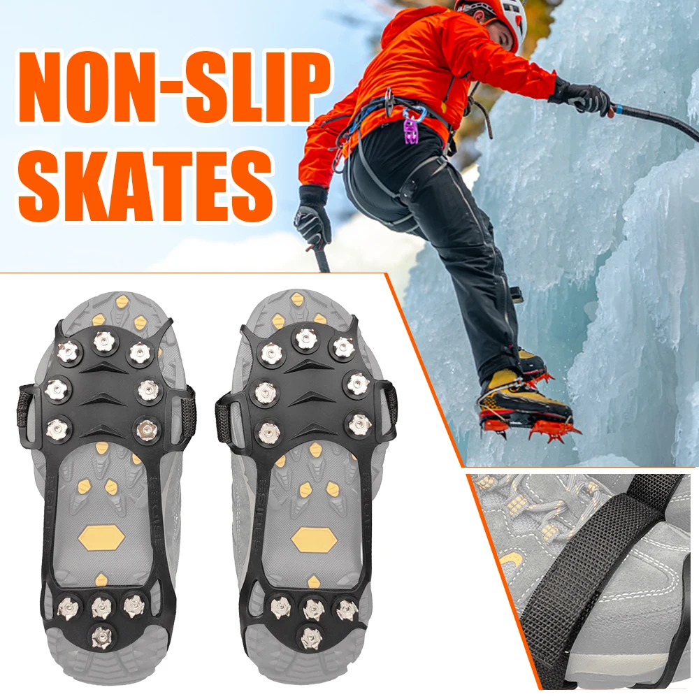 

New 1 Pair 11-Tooth Anti-Skid Ice Gripper Spike Winter Climbing Anti-Slip Snow Spikes Grips Cleats Over Shoes Covers Crampon