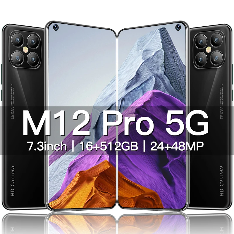 

2022 M12 Pro Телефон, экран 7,3 дюйма, 16 + 512 ГБ