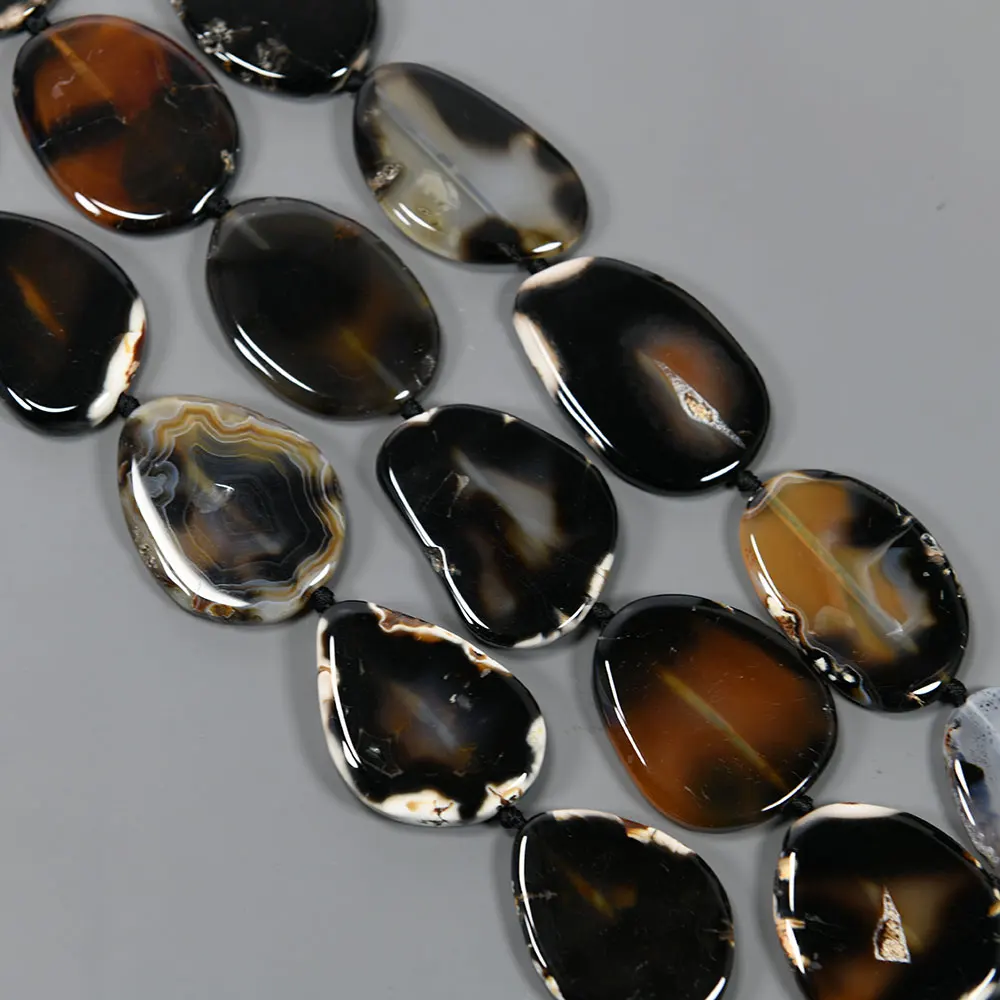 

APDGG Big Freeform Black Orange Agate Chunk Peace buckle Real Gems Stone Slab Loose Beads Jewelry Making DIY