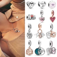 2021 mothers day hot sale 925 sterling silver beads openwork heart mum charm fit pandora women bracelet necklace diy jewelry