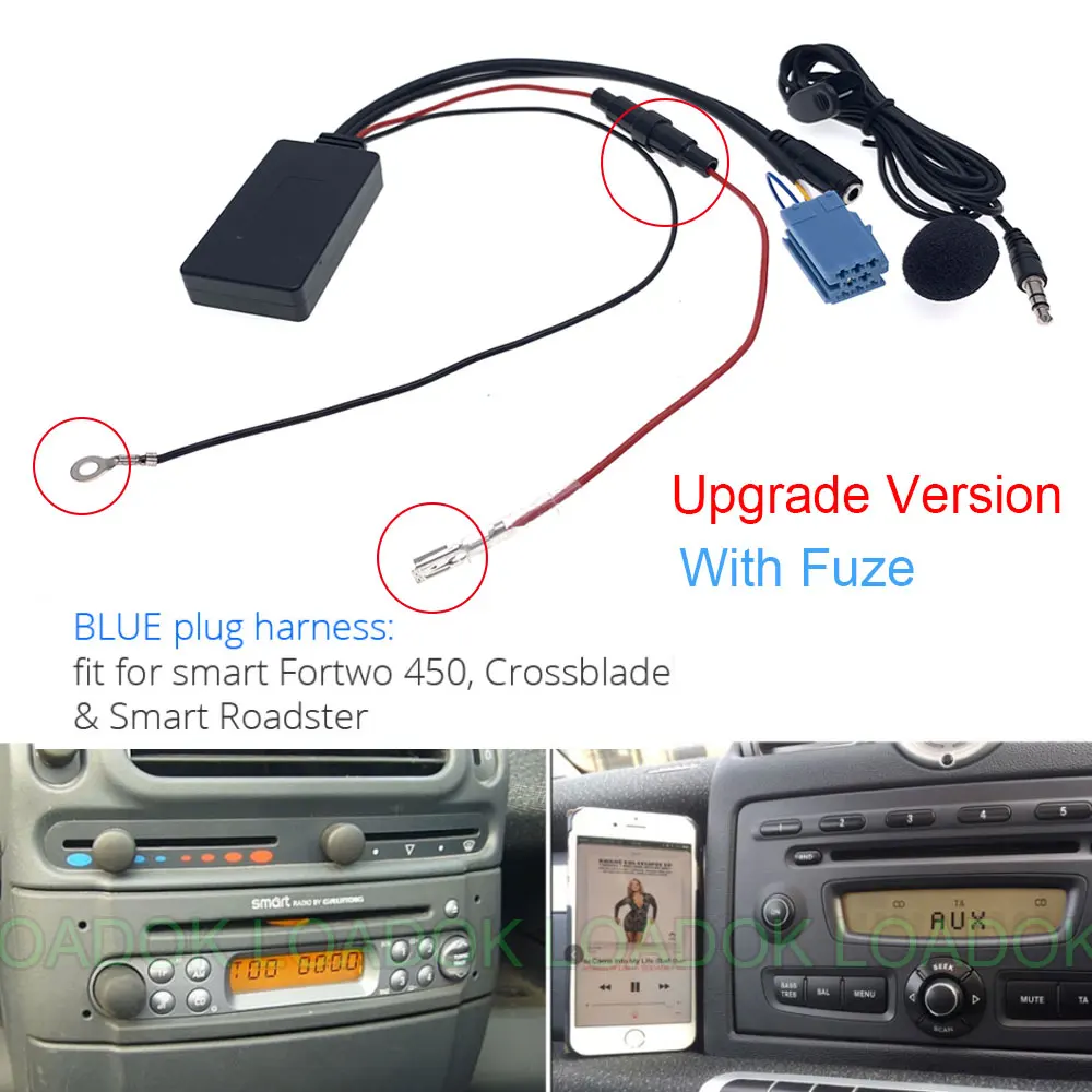 Фото Автомобильный Bluetooth 5,0 для Mercedes Benz Smart 450 451 Roadster Grundig Radio Host 8Pin 6-контактный модуль порта Aux интерфейс адаптер микрофон №2
