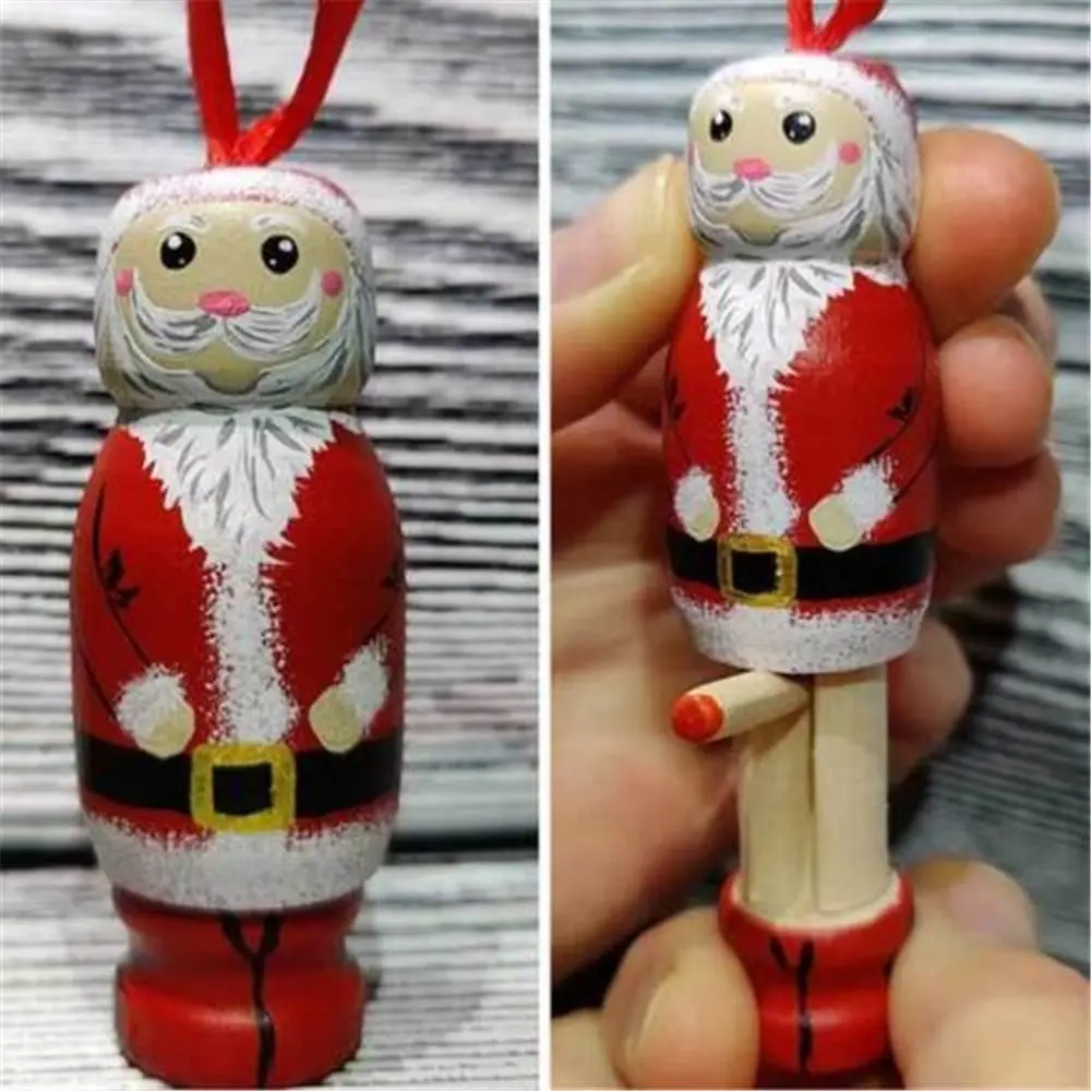 

Christmas Wood DIY Novel Christmas Tree Decoration Funny Santa Ornament Party Decors Holiday Hanging