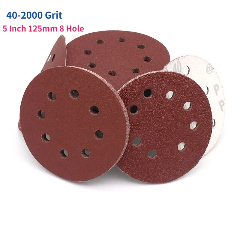 

5/10/20pcs 5 Inch 125mm 8 Hole 40-2000 Grit Round Shape Sanding Discs Buffing Sheet Sandpaper 8 Hole Sander Polishing Pad