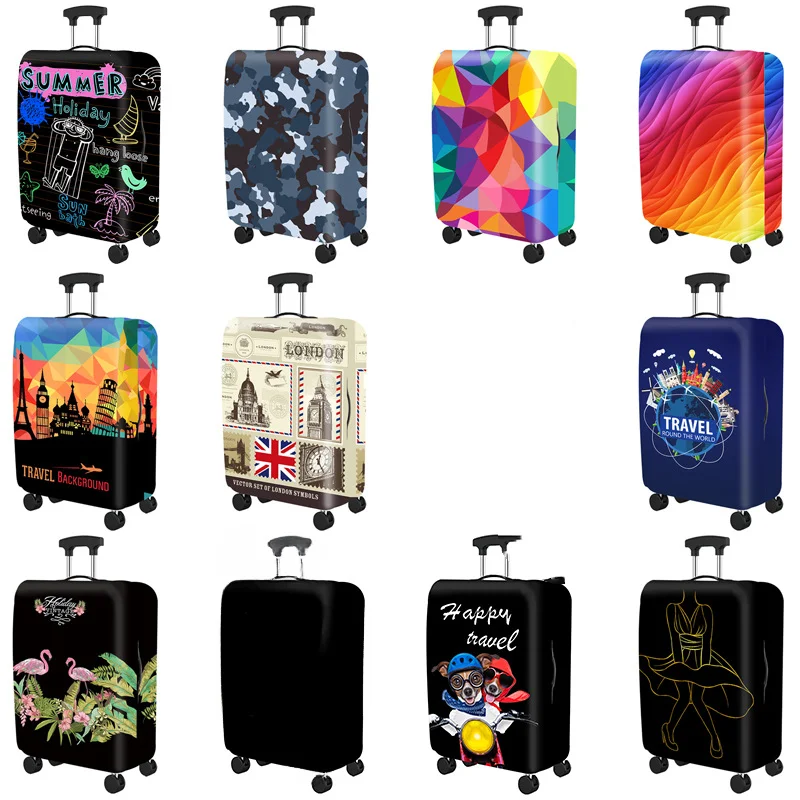 Thick Elastic world map  Luggage Protective Cover Zipper Suit For 18-32 inch Bag Suitcase Covers Trolley Cover Travel Accessorie