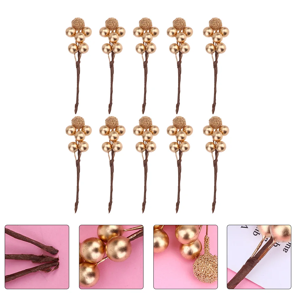 

Berry Stems Christmas Berries Artificial Tree Branches Picks Holly Golden Flower Fakedecorations Garland Pick Decor Supplies