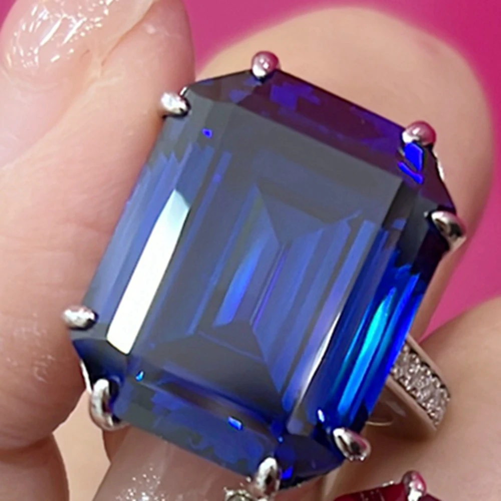 ARIGAYA S925 серебро 925 пробы большой прямоугольный Танзанит с искусственным камнем