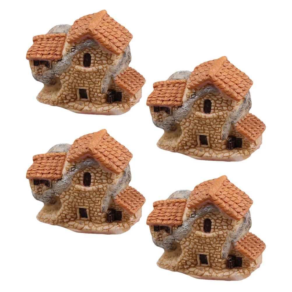 

4Pcs Creative House Model Landscaping Ornaments Mini House Shaped Garden Decor