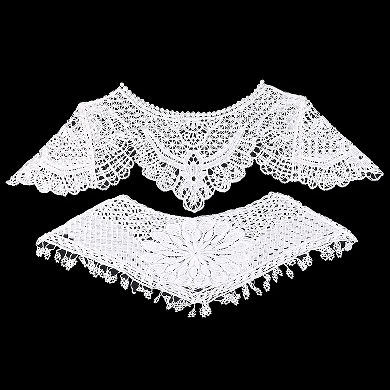 

Sun flower New Style Women's Sweet White Hollow Crochet Lace Tassels Knit Wide Collar Cape Shawl