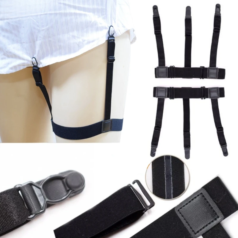 

2Pcs/Set Mens Shirt Stays Elastic Leg Suspenders Plastic Non-slip Locking Clamps 066C