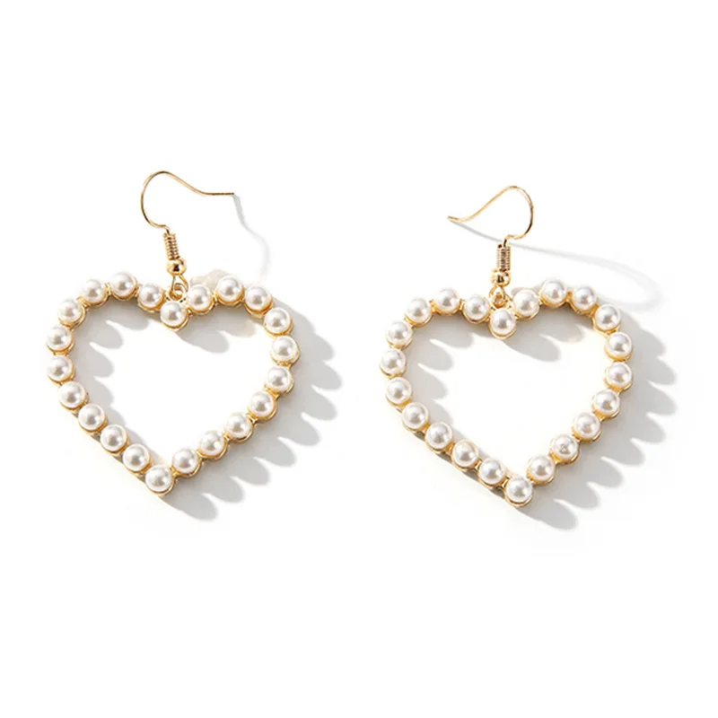 

Pearl Ear-rings Female Vintage Geometric Heart Earrings for Women Girl's Gift Earrings for Women 2020