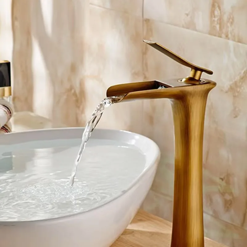 

. Смеситель для раковины, античная латунь, водопад, смеситель для раковины в ванной комнате, кран, torneira YT-5087