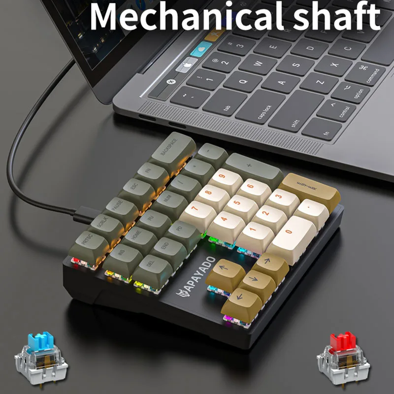 

Проводная Механическая 33-клавишная цифровая клавиатура с многоцветным осветительным валом, подходит для финансов, клавиатура для ноутбука с бизнес-клавиатурой