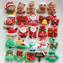 10Pcs New Cute Resin Cartoon Christmas Collection Free Shipping Flat Back Ornament Jewelry Making Hairwear Accessories