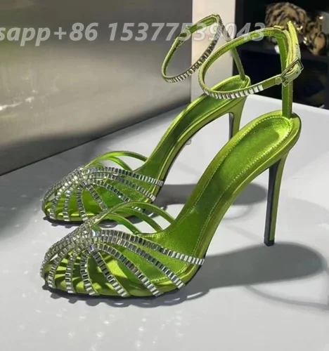 

Женские босоножки с ремешком на щиколотке Vamp, блестящие сандалии с круглым носком и вырезами, дизайнерская обувь на высоком каблуке-шпильке с ремешком на пятке, вечернее платье