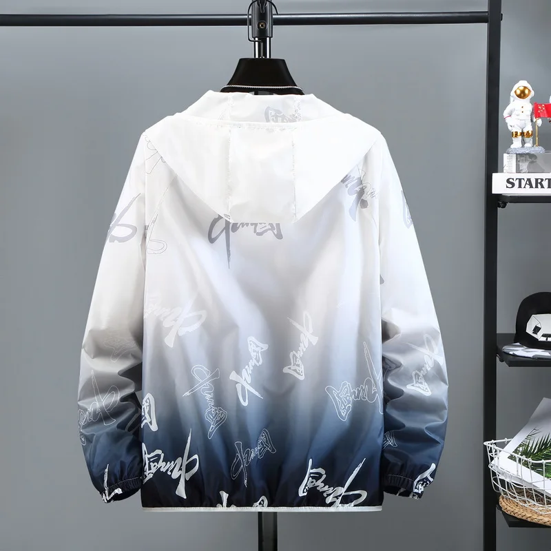 Мужская летняя куртка с капюшоном легкая тонкая ветровка модная Солнцезащитная