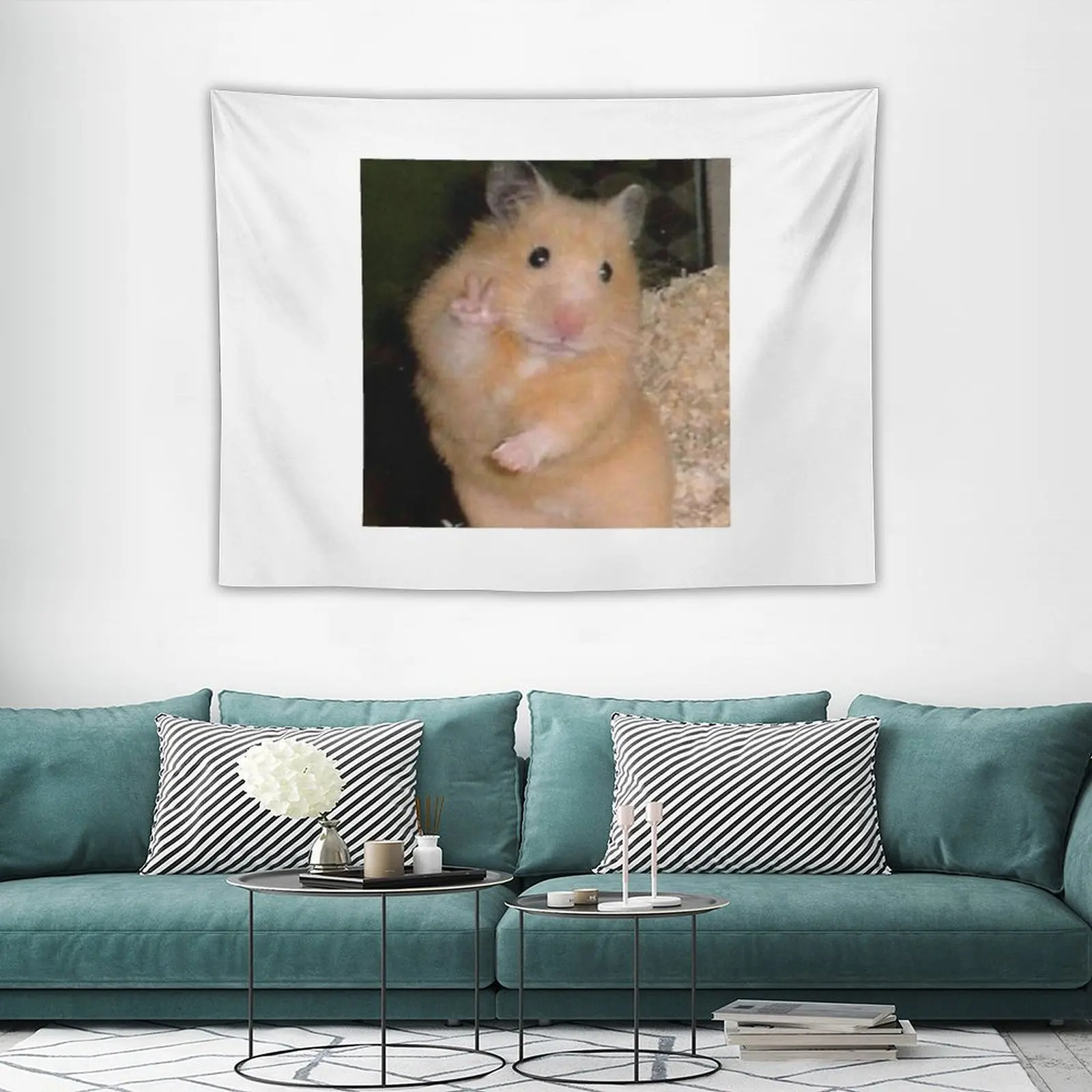 Настенный гобелен в виде хомяка с надписью peace комнатный декор домашний