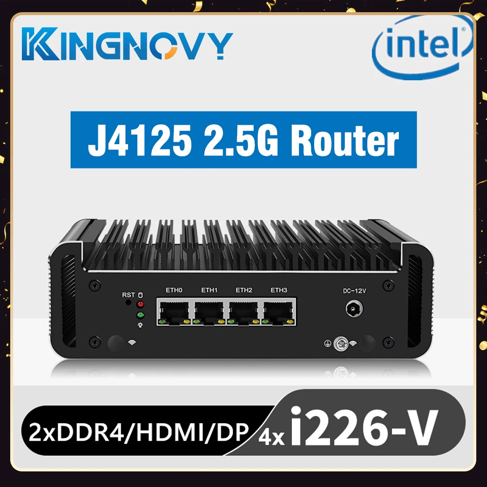 Fanless Mini PC 4 Intel 2.5G LAN Switch Celeron J4125 4* 2500M i226 Nics Mini Router Server ESXI HDMI pfSense Firewall Appliance