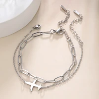 eueavan fashion charm bracelets for women stainless steel airplane bracelet female anniversary jewelry gifts 2022 trendy