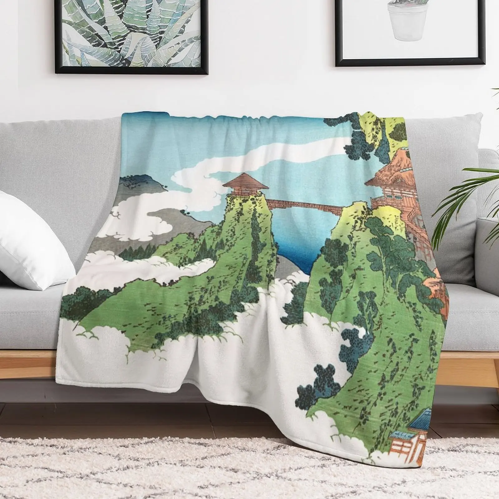 Подвесной облачный мост на горе Gyodo возле Ashikaga от Katsushika Hokusai покрывало для кровати