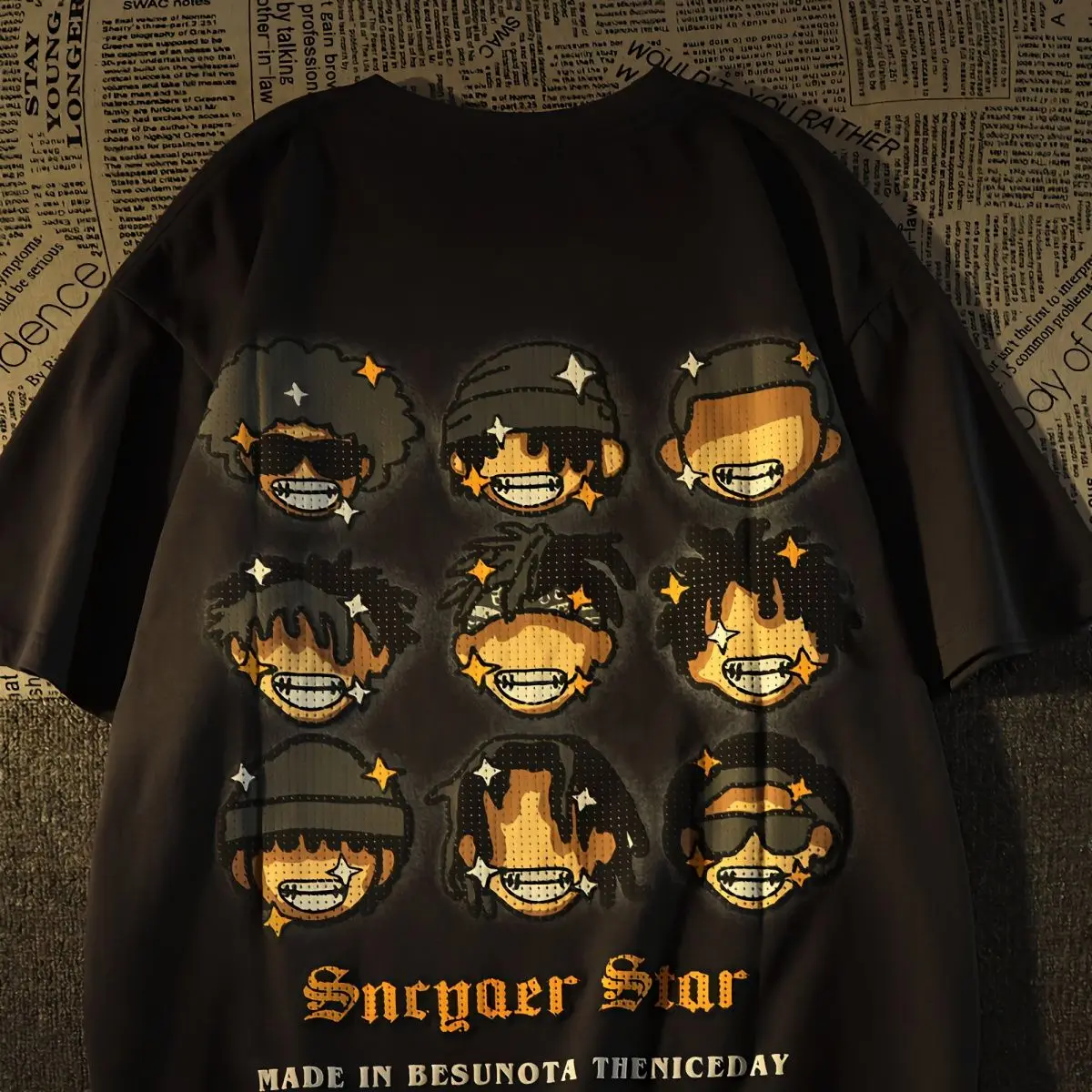 

European and American Vintage Cartoon Graphic T-shirt Men and Women Loose Design Short Sleeve Summer Casual Couple Hip Hop Top