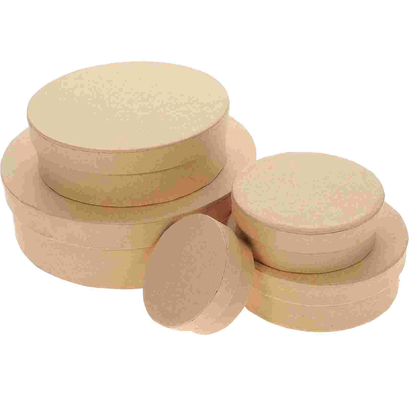 

5 Pcs Treat Boxes Cookie Gift Boxes Kraft Paper Boxes Cookie Gift Containers Round Carton Cover Gift Packing Boxes