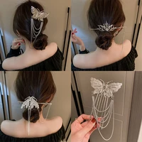 new butterfly diamond metal hair clip new vintage gothic long fringe love pendant hair clip women party hair accessories jewelry
