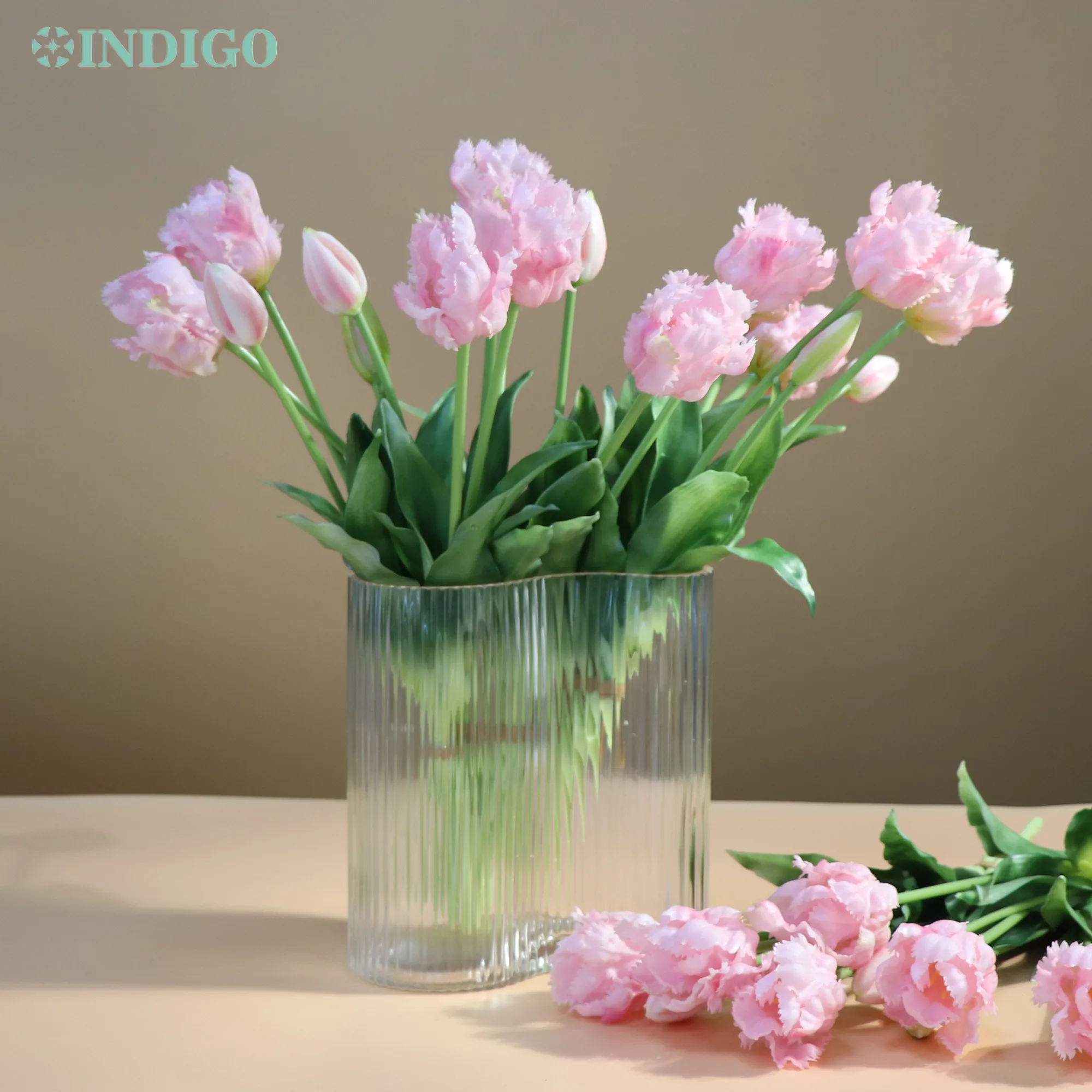 

Pink Parrot Tulip Bouquet (5PCS/Bundle) Real Touch Silicone Table Home Decoration Artificial Flower Wedding - INDIGO
