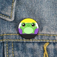 froggy in lgbtqia non binary pride pin custom brooches shirt lapel teacher bag backpacks badge gift brooches pins for women