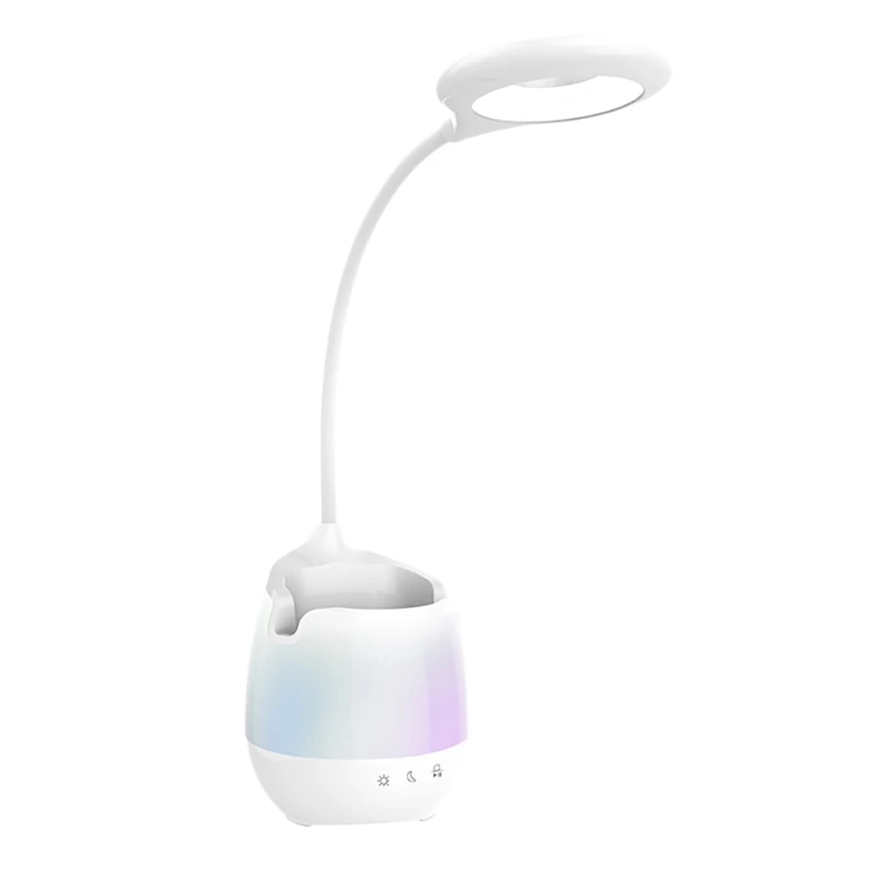

Светодиодная настольная лампа с ночным светом, перезаряжаемый светильник для чтения книг, цветной Настольный светильник с Bluetooth и аудио RGB д...