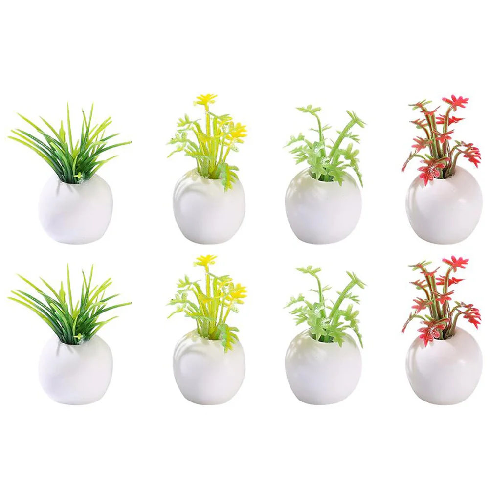 

8 Pcs Mini Accessories Crafts Succulents Fake Pots Potted Plants Artificial Resin Faux Miniature Simulation