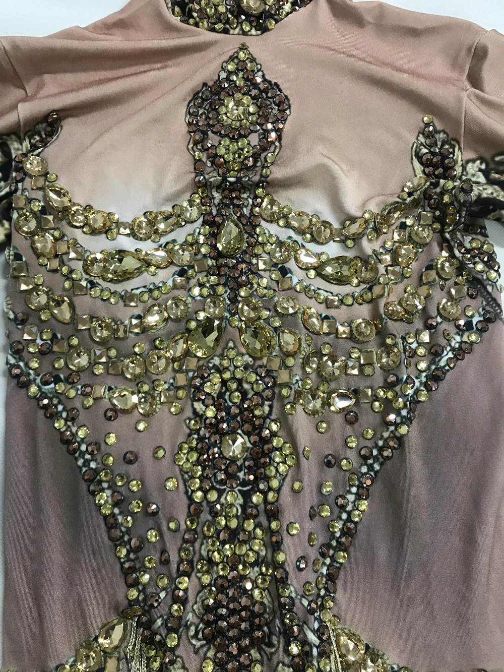 Комбинезоны Стразы золотистого цвета с бахромой для вечеринки в честь Дня