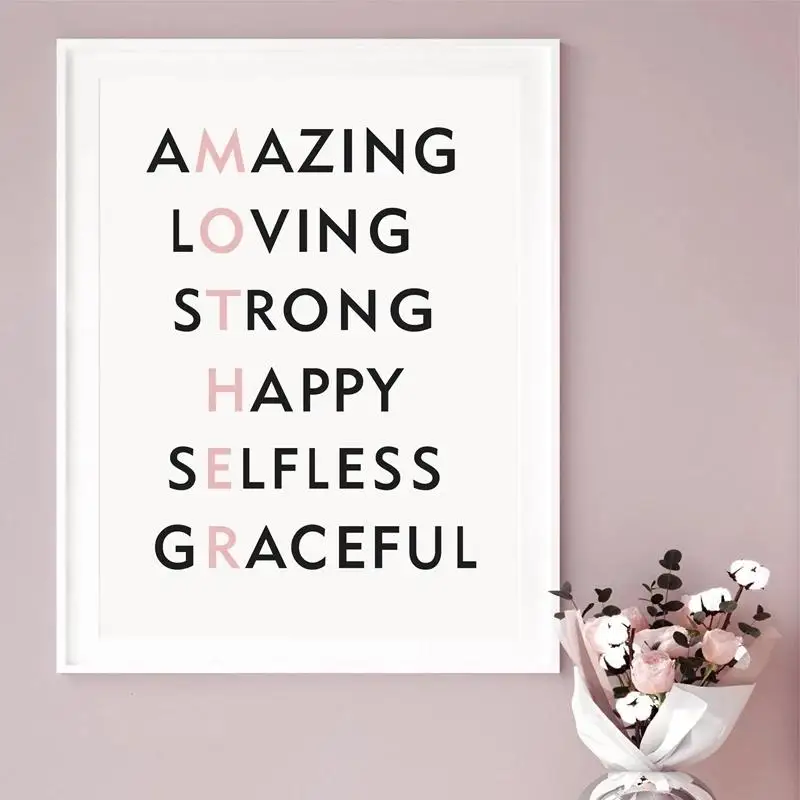 Скандинавский постер с надписью Мама Картина на холсте замечательными словами