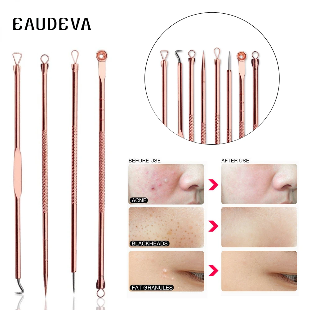 4pcs Stainless Steel Acne Removal Needles Pimple Blackhead Remover Tools Spoon Face Skin Care Tools Needles Facial Pore Cleaner