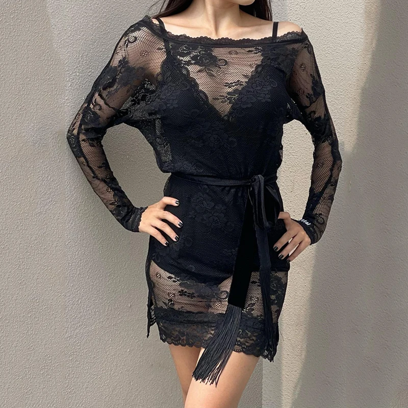 Одежда для латиноамериканских танцев женское кружевное платье свободная