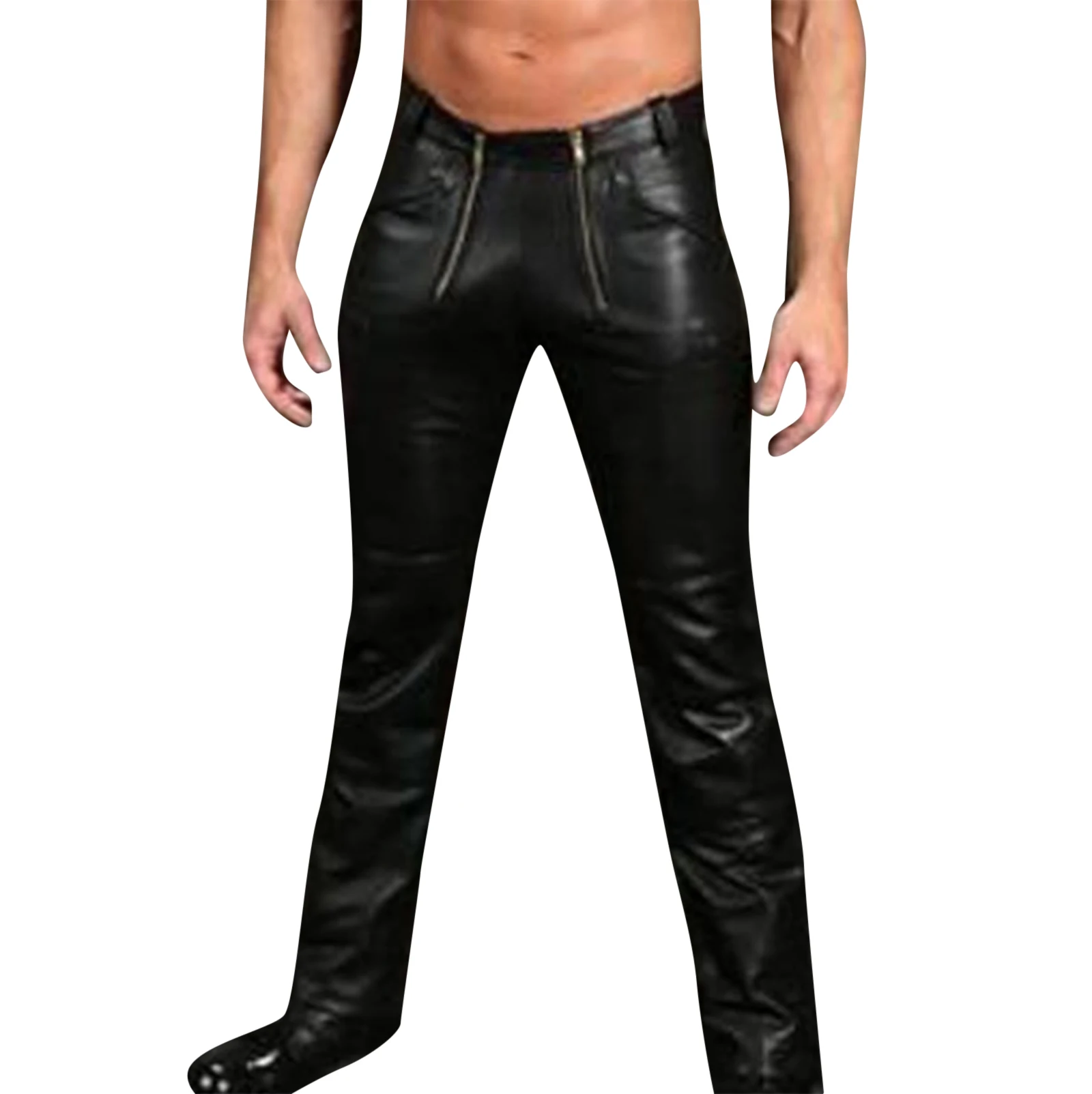 

Size Leather Men's Large Pants Casual Fashion Leather Zipper Trousers Pants Men's pants
