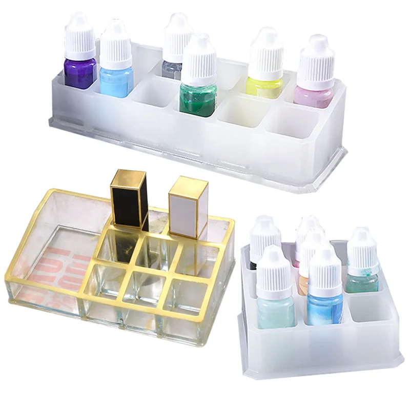 

Lipstick Holder Silicone Mold Makeup Brush Storage Box Mould DIY Crystal Resin Epoxy UV Clay Molds Women Gift Making Home Decor