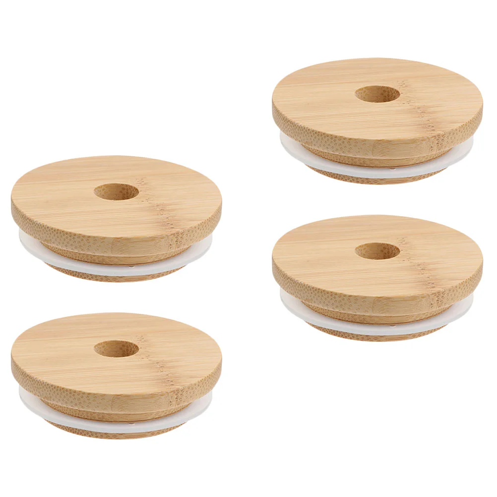 

Jar Mason Lids Lid Bambooo Canningmouthwide Coverwith Regular Tinplate Can Wooden Sealing Wood Drinking Woodenn Hole Cup Caps