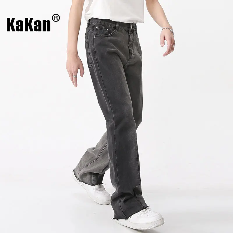 Kakan - New Loose Gradient Denim Jeans for Men, Youthful and Trendy Back Waist Stretch Long Jeans K50-462